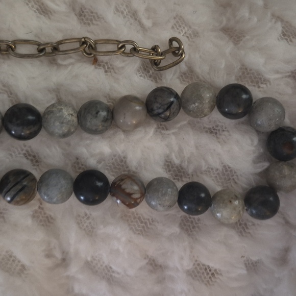 Vintage Picasso Jasper & natural faceted Agate Rondelle Beaded Long Necklace - Picture 10 of 16